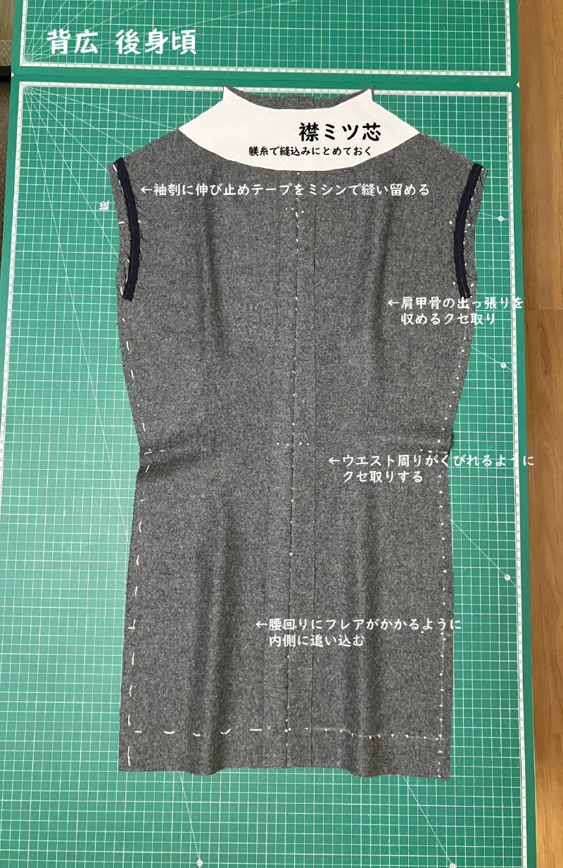 後身頃（表）。