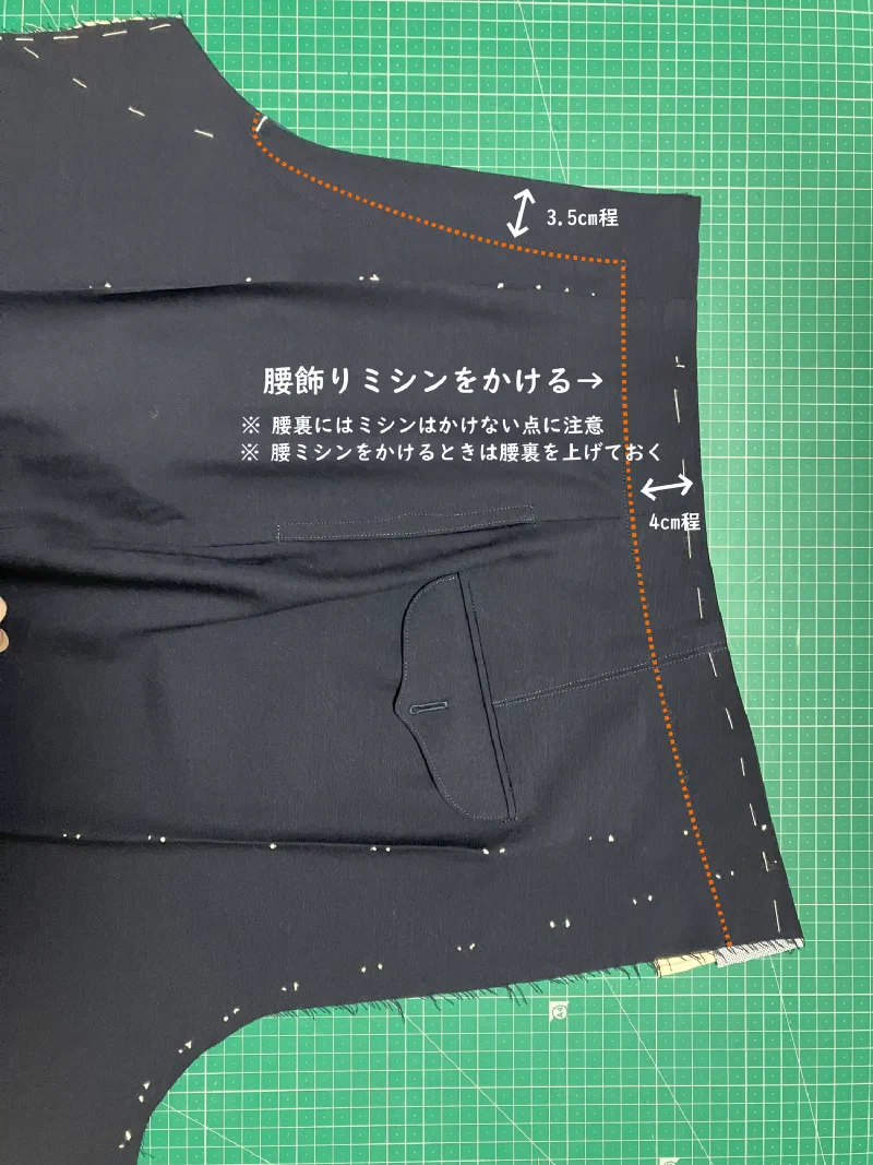 腰飾りミシンの経路。
