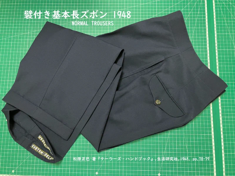 紺。腰ポケットと裾の折り返し。